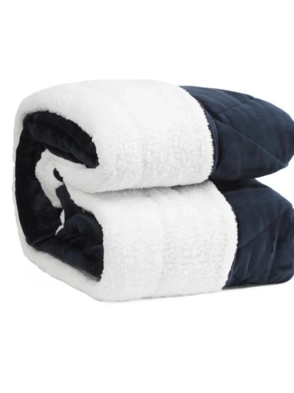 BearPaw Navy and White Sherpa Comforter